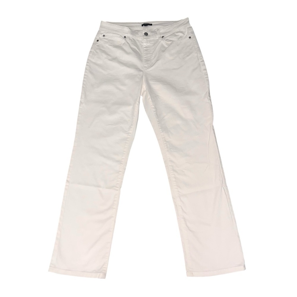 🤍EUC Eileen Fisher Straight Leg Jeans White Denim High Waist 12 Petite Cottage